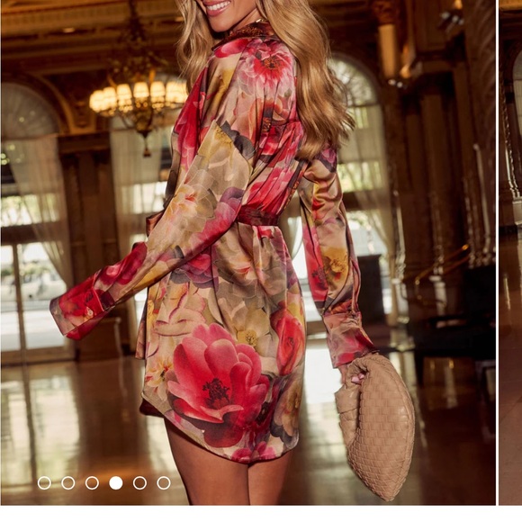 Vici Always You Floral Satin Shirt Dress - Picture 2 of 3